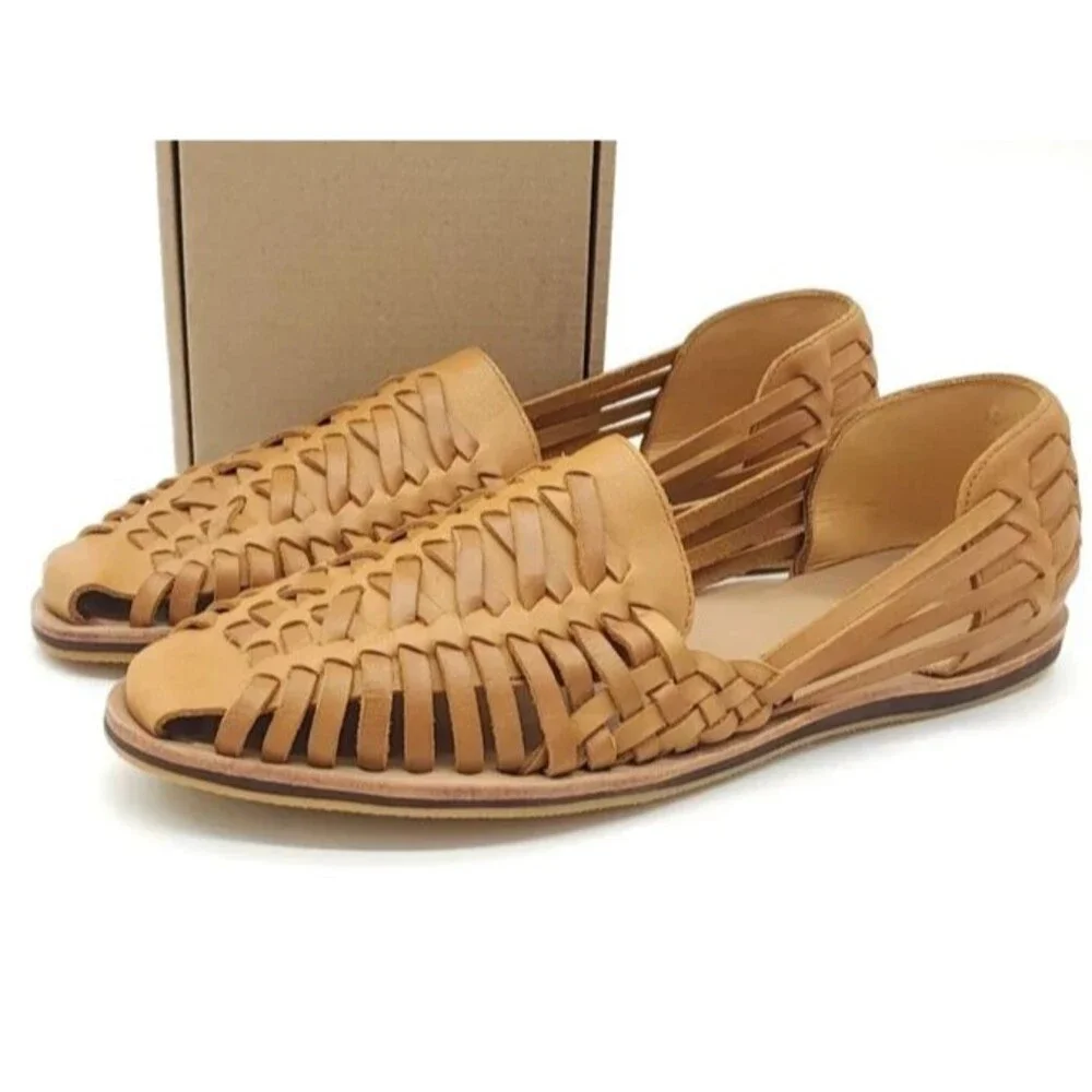 Nisolo Leather Sandal Huarache Men's SADDLE BROWN NWOB SZ 12.5 MSRP $150